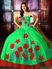 Dramatic Floor Length Multi-color 15th Birthday Dress Strapless Sleeveless Lace Up