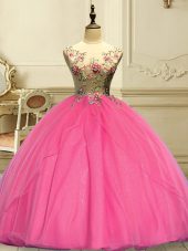 Sleeveless Appliques Lace Up Quinceanera Dress