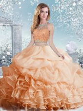 Sleeveless Clasp Handle Floor Length Beading and Ruffles and Pick Ups Sweet 16 Dresses