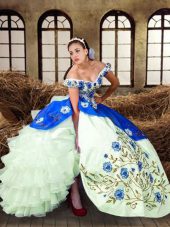 Colorful Floor Length Multi-color Quinceanera Dresses Off The Shoulder Sleeveless Lace Up