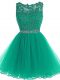 Fabulous Mini Length Green Prom Dress Scoop Sleeveless Zipper