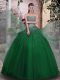 Spectacular Beading Sweet 16 Dress Dark Green Lace Up Sleeveless Floor Length