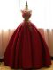 Great Wine Red Taffeta Lace Up Quinceanera Gown Sleeveless Floor Length Appliques
