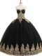 Appliques 15 Quinceanera Dress Black Lace Up Sleeveless Floor Length