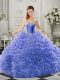 Pretty Blue Sweet 16 Dress Military Ball and Sweet 16 and Quinceanera with Beading and Ruffles Sweetheart Sleeveless Court Train Lace Up