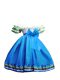 Excellent Baby Blue Off The Shoulder Neckline Ruffled Layers and Bowknot Flower Girl Dress Short Sleeves Lace Up