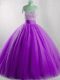 Customized Eggplant Purple Tulle Lace Up Sweetheart Sleeveless Floor Length 15 Quinceanera Dress Beading