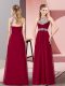 Hot Selling Chiffon Halter Top Sleeveless Zipper Beading and Ruching Prom Gown in Burgundy