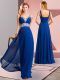 Flirting Royal Blue V-neck Lace Up Beading Party Dress for Toddlers Sleeveless