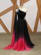 Adorable Multi-color Chiffon Criss Cross One Shoulder Sleeveless Prom Gown Brush Train Beading and Ruching
