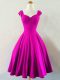 Fuchsia Quinceanera Court of Honor Dress Prom and Wedding Party with Ruching Straps Sleeveless Lace Up