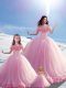 Exceptional Ball Gowns Sleeveless Baby Pink Sweet 16 Dresses Brush Train Lace Up