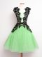Artistic A-line Lace Quinceanera Dama Dress Lace Up Tulle Sleeveless Knee Length