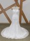 Stylish Tulle Scalloped Sleeveless Brush Train Lace Up Lace Wedding Gowns in White