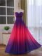 Classical Floor Length Multi-color Prom Party Dress Chiffon and Printed Sleeveless Beading and Ruching
