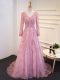 Empire Long Sleeves Pink Mother of the Bride Dress Brush Train Lace Up
