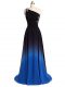 Fantastic Multi-color Pageant Gowns Prom and Party and Military Ball with Beading and Ruching One Shoulder Sleeveless Brush Train Lace Up