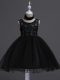 Elegant Ball Gowns Flower Girl Dresses for Less Black Scoop Organza Sleeveless Knee Length Zipper