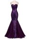 Customized Purple Sleeveless Chiffon and Tulle Lace Up Evening Dresses for Prom and Party and Military Ball and Sweet 16
