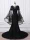 Black Empire Lace and Appliques Mother of Bride Dresses Lace Up Tulle Long Sleeves
