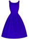 Graceful Blue Taffeta Lace Up Damas Dress Sleeveless Knee Length Ruching