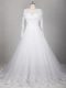 Sexy White Long Sleeves Brush Train Lace Wedding Gown