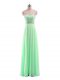 Ideal Apple Green Empire Chiffon Strapless Sleeveless Beading Floor Length Zipper