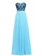 Aqua Blue Sweetheart Neckline Lace and Appliques Dress for Prom Sleeveless Zipper