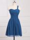 Glamorous Sleeveless Mini Length Ruching Zipper Damas Dress with Blue