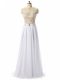 White Scoop Neckline Beading and Lace and Appliques Evening Outfits Sleeveless Zipper