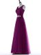 Purple Prom Dress Prom and Party and Military Ball with Beading and Lace V-neck Sleeveless Zipper