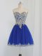 Tulle Sweetheart Sleeveless Zipper Beading Dress for Prom in Royal Blue