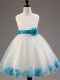 Customized White Flower Girl Dresses for Less Wedding Party with Appliques and Hand Made Flower Scoop Sleeveless Zipper