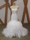 Popular Sleeveless Brush Train Lace Up Beading and Ruffles Wedding Gowns