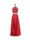 Red High-neck Backless Beading Prom Dress Sleeveless