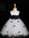 Custom Design Sleeveless Zipper Knee Length Appliques and Bowknot and Hand Made Flower Pageant Gowns For Girls