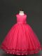 Hot Sale Hot Pink Kids Pageant Dress Wedding Party with Hand Made Flower Scoop Sleeveless Zipper