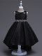 Black Juniors Party Dress Wedding Party with Beading Scoop Sleeveless Lace Up