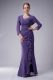 Dynamic Purple Mermaid Chiffon Straps Sleeveless Beading Floor Length Zipper Mother of Groom Dress