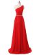 Super Red Sleeveless Chiffon Side Zipper Court Dresses for Sweet 16 for Prom and Party and Wedding Party