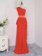 Exceptional Chiffon One Shoulder Sleeveless Zipper Pick Ups Damas Dress in Coral Red