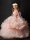 Dramatic Pink Ball Gowns Tulle V-neck Sleeveless Hand Made Flower Criss Cross Little Girls Pageant Dress Wholesale Brush Train