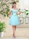 Cap Sleeves Lace and Belt Lace Up Wedding Guest Dresses