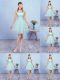 Adorable Aqua Blue Lace Up Halter Top Appliques Bridesmaid Dresses Tulle Cap Sleeves