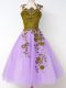 Tulle Straps Sleeveless Lace Up Appliques Quinceanera Court of Honor Dress in Lavender