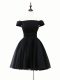 Ruching Prom Dresses Black Lace Up Sleeveless Mini Length