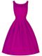 Dramatic Fuchsia Lace Up Quinceanera Court of Honor Dress Ruching Sleeveless Knee Length