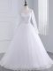 Long Sleeves Brush Train Zipper Lace and Appliques Wedding Gowns