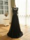 Black Sleeveless Tulle Zipper for Prom and Party and Military Ball
