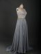 Sleeveless Beading and Appliques Lace Up Party Dresses with Grey Brush Train
